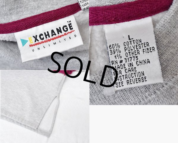 画像2: 【ビンテージ】【EXCHANG】【グレー×エンジ】【スウェット】【サイズL】  (2)