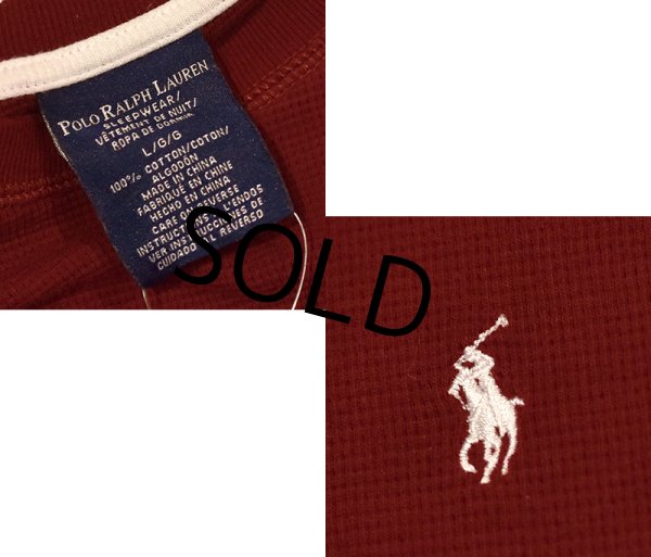 画像2: 【ビンテージ】【PORO RALPH LAUREN】【ラルフローレン】ロンT【サーマルロンT】エンジ色【サイズL】  (2)