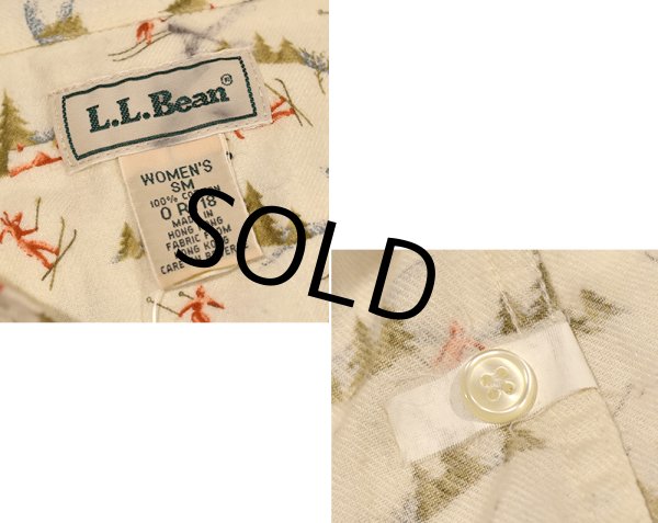 画像2: 90's【L.L.Bean】LLビーン【生成り】スキーヤー 総柄【コットンシャツ】【シャツ】レディース古着【サイズSM】  (2)