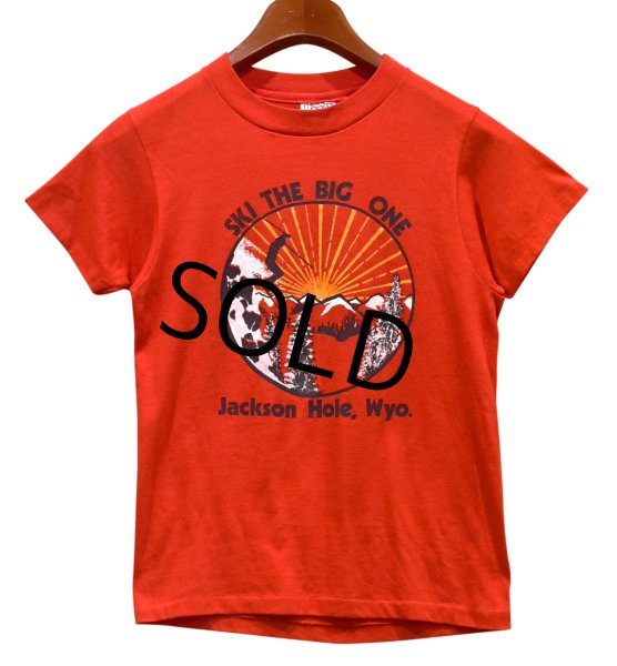 画像1: 80's【USA製】【ビンテージ】ヘインズ【hanes】SKI THE BIG ONE【赤】スキープリント【ジャクソンホール】【Ｔシャツ】【サイズS】  (1)