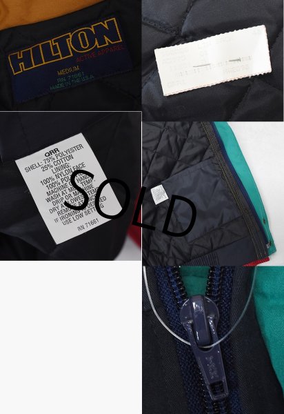 画像2: 90's【USA製】【ビンテージ】【HILTON】【紺×赤×黄】【中綿入り】【ブルゾン】M  (2)
