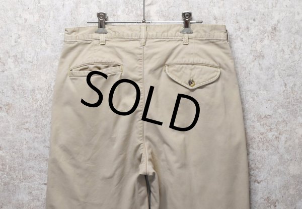 画像4: 90's【ビンテージ】【L.L.Bean】【エルエルビーン】【裏地赤チェック】【コットンパンツ】１タック【ベージュ】【31×34】  (4)