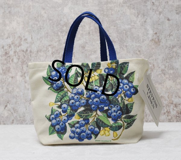 画像5: デッドストック【USA製】【STEVENS LINEN】【ビンテージ】【ブルーベリーズギフトバッグ】生成りx青【ミニトートバッグ】リネンタオル付き  (5)