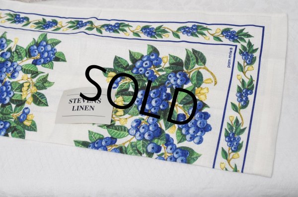 画像7: デッドストック【USA製】【STEVENS LINEN】【ビンテージ】【ブルーベリーズギフトバッグ】生成りx青【ミニトートバッグ】リネンタオル付き  (7)
