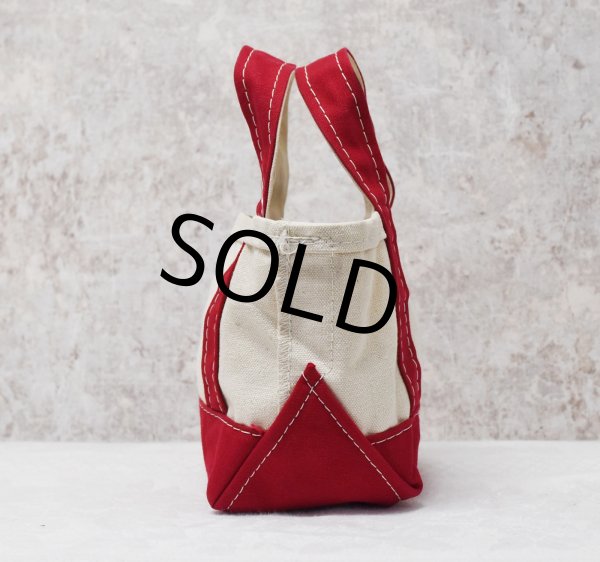 画像4: 【ビンテージ】【L.L.bean】エルエルビーン【ヒイラギ刺繍】【生成りx赤】【キャンバス】【ミニミニトートバッグ】【ビーントート】  (4)