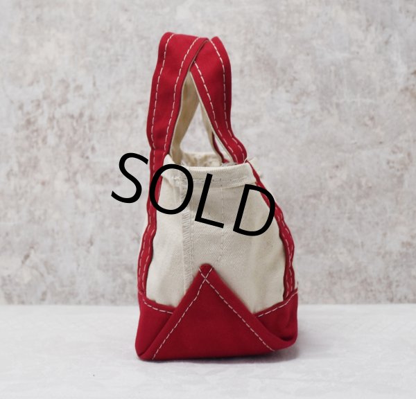 画像6: 【ビンテージ】【L.L.bean】エルエルビーン【ヒイラギ刺繍】【生成りx赤】【キャンバス】【ミニミニトートバッグ】【ビーントート】  (6)