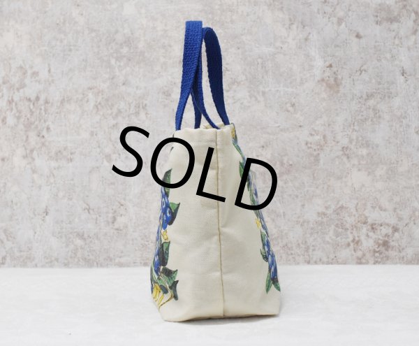 画像4: デッドストック【USA製】【STEVENS LINEN】【ビンテージ】【ブルーベリーズギフトバッグ】生成りx青【ミニトートバッグ】リネンタオル付き  (4)