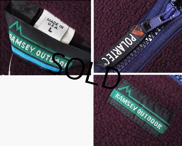 画像2: 90's【USA製】【ビンテージ】【RAMSEY OUTDOOR】ラムジーアウトドア【ポーラテック】【エンジｘ紺】【ハーフジップフリース】【サイズL】  (2)