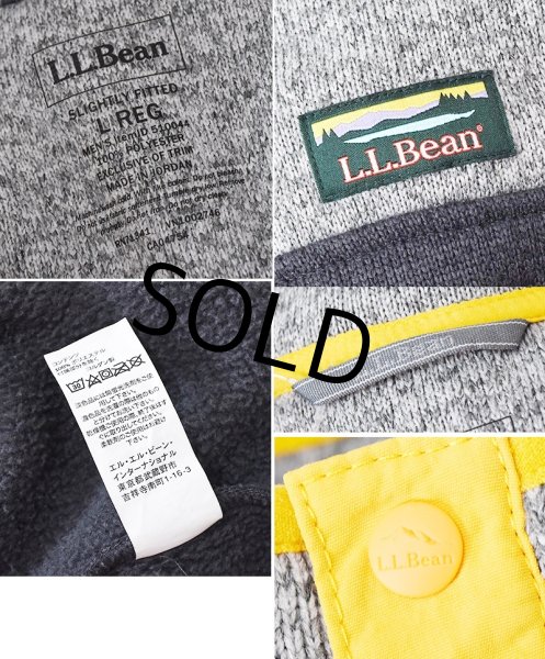 画像2: 【ビンテージ】【LL bean】エルエルビーン【フリーススナップT】【グレー×チャコール×黄色】【サイズＬ】  (2)