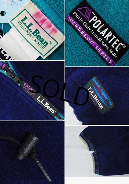 画像2: 90's 【L.L.Bean】ビンテージ【ＬＬビーン】ポーラテック【WIND BLOCK SERIES】紺ｘエメラルドグリーン【ハーフジップフリースパーカー】アノラック  (2)