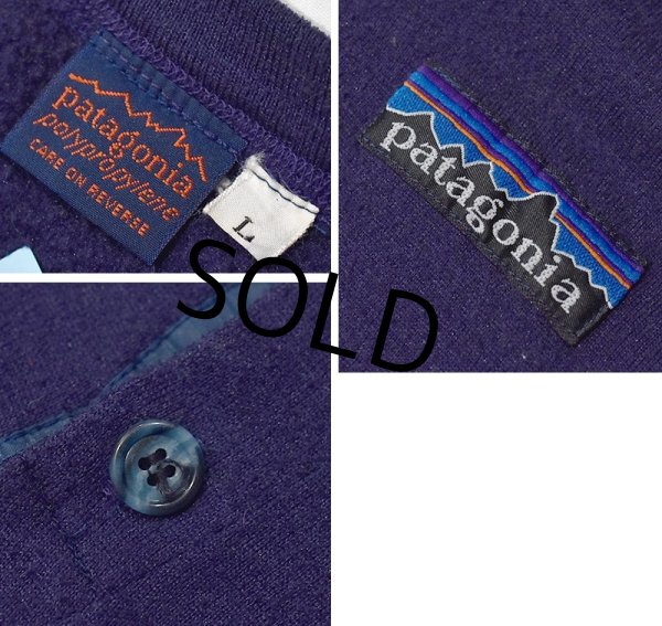 画像2: 80's ビンテージ【パタゴニア】patagonia 【デカタグ】【紺】【ヘンリーネック】フリースロンT【サイズＬ】  (2)