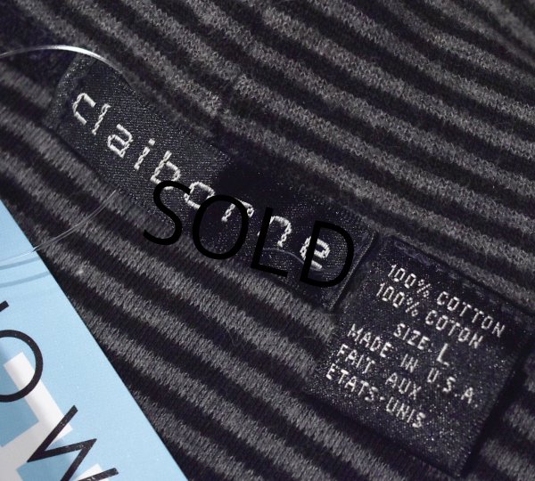 画像2: USA製【Claiborne】クレイボーン【グレーxチャコールx黒】ボーダー【タートルネックロンT】【サイズL】  (2)