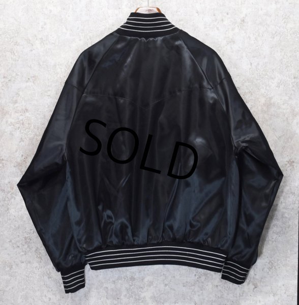 画像3: 90's~【USA製】ビンテージ【MESQUITE】 【メスキート】【黒×リブ白ボーダー】【ナイロンジャケット】サテンジャケット【ナイロンブルゾン】【サイズXL】  (3)