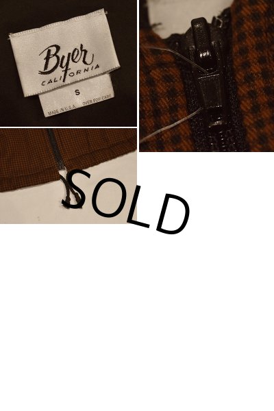 画像2: USA製　ビンテージ【Byer】【ブラウンギンガム】【中綿入り】ジップアップブルゾン【サイズS】  (2)