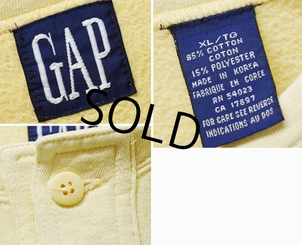 画像2: 【ビンテージ】【オールドギャップ】GAP【クリームイエロー】【ヘンリーネック】【スウェット】【サイズXL】  (2)