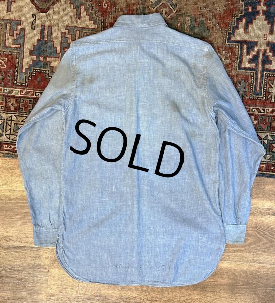 画像3: 40's【ビンテージ】米軍実物【USNR】【U.S.NAVY】 【シャンブレーシャツ】【コットンシャツ】  (3)