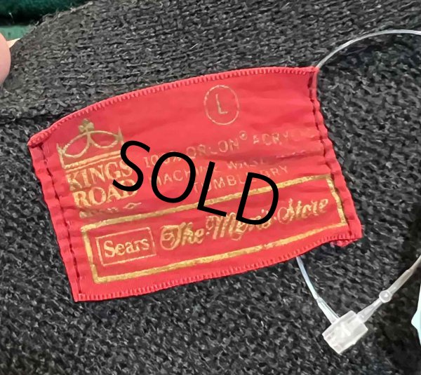 画像2: 70's~【ビンテージ】【シアーズ】【SEARS】【黒】ブラック【アクリルカーディガン】【サイズL】  (2)