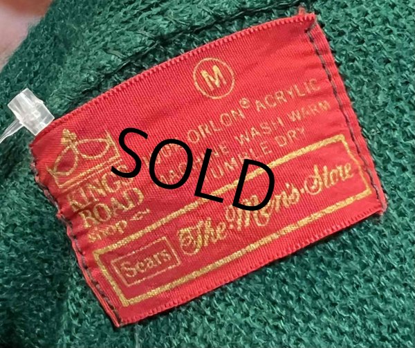 画像2: 70's~【ビンテージ】【シアーズ】【SEARS】【緑】グリーン【アクリルカーディガン】【サイズM】  (2)