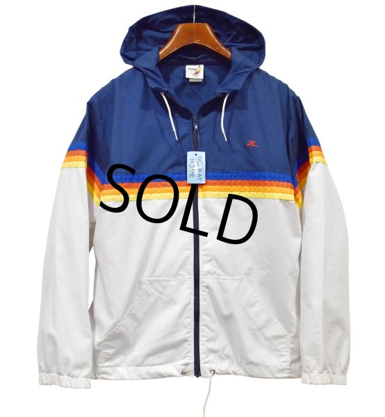 画像1: USA製【HOBIE】【ホビー】【紺×白x虹色グラデーション】【ポリコットンパーカー】【サイズL】  (1)