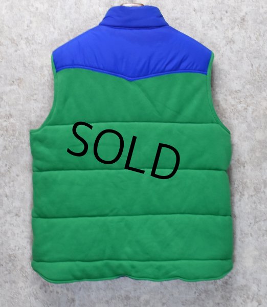 画像3: 【Ralph Lauren】【ラルフローレン】青ナイロンｘ緑スウェット【スウェットベスト】【ダウンベスト】ウエスタンヨーク【サイズＸＬ】  (3)