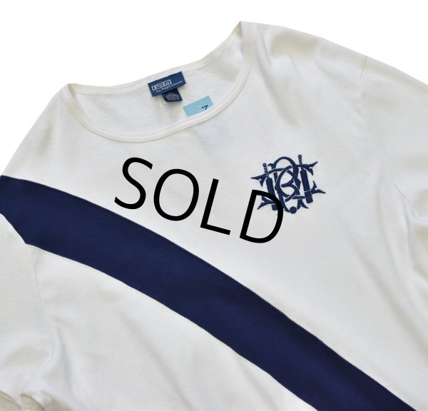 画像2: 【ラルフローレン】【POLO ralph lauren】【白×紺ライン】【Tシャツ】【サイズXXL】  (2)