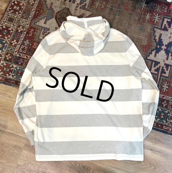 画像3: 【POLO RALPH LAUREN 】ポロラルフローレン【フード付きラガーシャツ】【グレー×白ボーダー】【長袖ポロシャツ】【ラガーシャツ】【サイズXL】 (3)