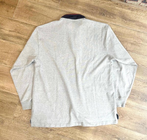 画像3: ビンテージ【白タグ】【Eddie Bauer】【エディーバウアー】【グレー×紺】【襟赤】【ハーフジップコットンシャツ】【サイズL】  (3)