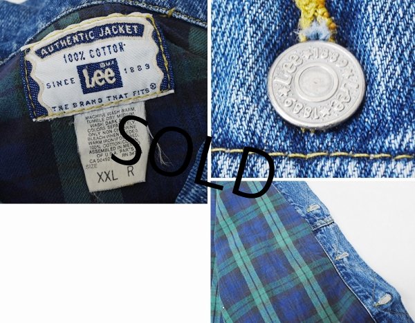 画像2: 00’s 【ビンテージ】【Lee】【緑×紺チェック裏地付き】【Gジャン】デニムジャケット【サイズＸＸＬ】  (2)