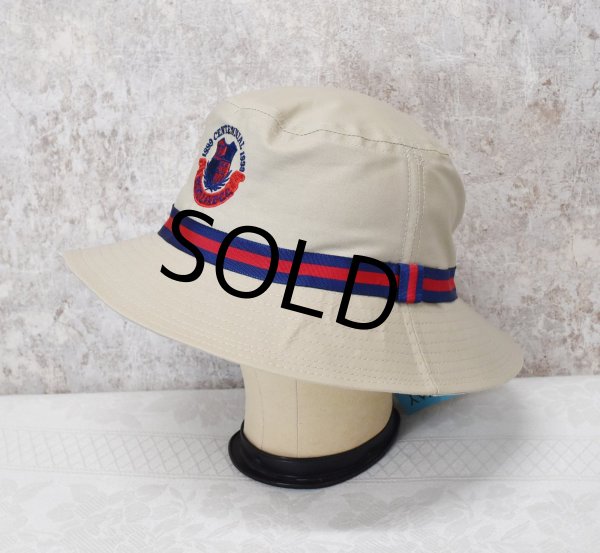 画像3: USA製【デッドストック】【FAST- TAB】ベージュx紺x赤リボン【ハット】バケットハット【サイズ M/L】【アジャスター付き】【61cm程度】  (3)