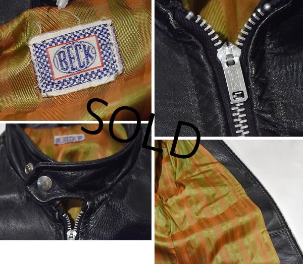 画像2: 60's【ビンテージ】【BECK】【ベック】【黒】【シングルライダースジャケット】【サイズ44】  (2)