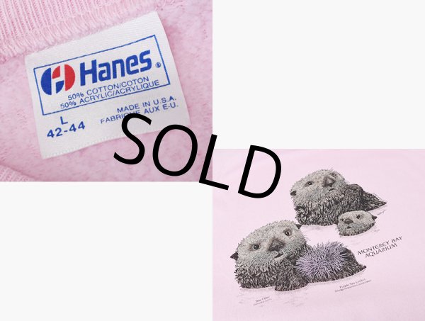画像2: 90's【ビンテージ】USA製【Hanes】【MONTEREY BAY AQUARIUM】【ピンク】【ラッコ】【スウェット】水族館【サイズXL】  (2)