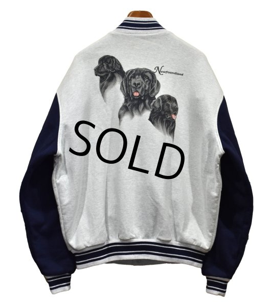 画像3: 程度良好!!【ビンテージ】FRUIT OF THE LOOM【フルーツオブザルーム】ニューファンドランド犬【グレー×紺】【スウェットスタジャン】【スタジャン】【サイズXXL】  (3)