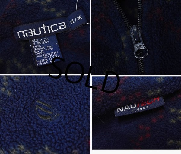 画像2: 90's USA製【nautica】ノーティカ【紺×チェック】【ハーフジップ】【フリースジャケット】【サイズM】  (2)