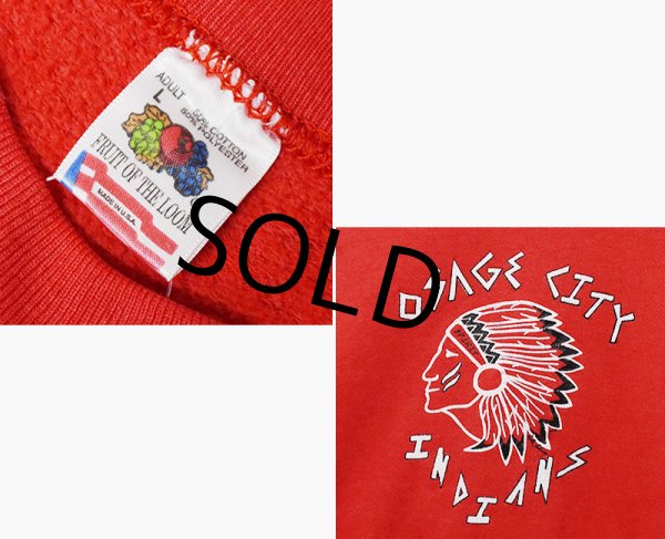 画像2: 90's【USA製】【ビンテージ】【フルーツオブザルーム】【OSAGE CITY】【インディアンヘッド】赤【スウェット】【サイズL】  (2)
