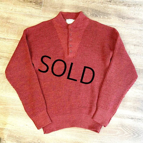 画像1: USA製  ビンテージ【L.L.Bean】【ワイン】LLビーン【ヘンリーネックセーター】【サイズL】  (1)