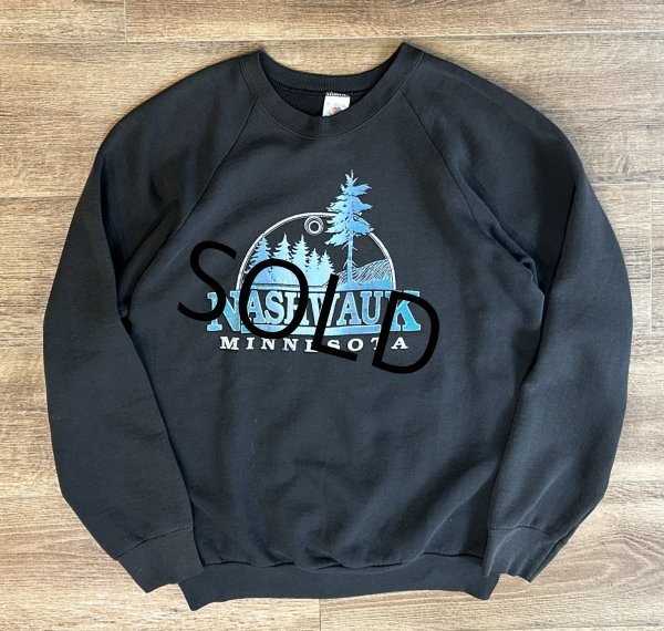 画像1: 90's【USA製】【ビンテージ】【フルーツオブザルーム】【NASHWAUK】黒【スウェット】【サイズXL】  (1)