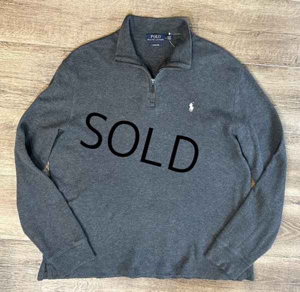 画像1: 【ラルフローレン】POLO RALPH LAUREN【ESTATE RIB】【チャコール】【無地】【ハーフジップ】【コットンセーター】【サイズM】   (1)