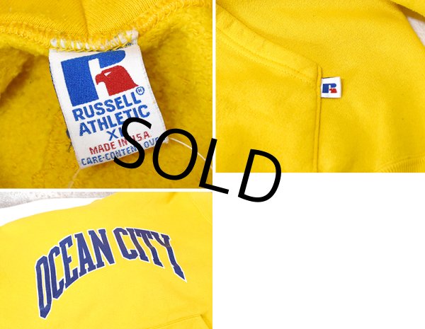 画像2: 90's【ビンテージ】USA製 【ラッセル】【黄色】オーシャンシティ大学【OCEAN CITY】カレッジスウェットパーカー【サイズXL】  (2)