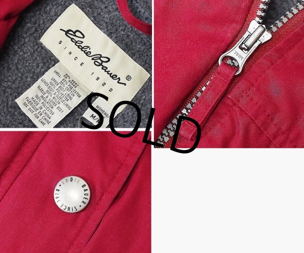 画像2: 90's~【ビンテージ】【エディーバウアー】【白タグ】【エンジｘグレーフリース裏地付き】【マウンテンパーカー】レディース古着【レディースＭ】  (2)