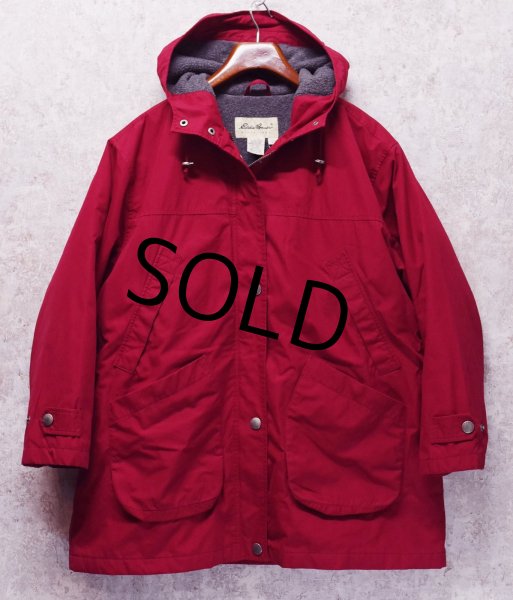 画像1: 90's~【ビンテージ】【エディーバウアー】【白タグ】【エンジｘグレーフリース裏地付き】【マウンテンパーカー】レディース古着【レディースＭ】  (1)