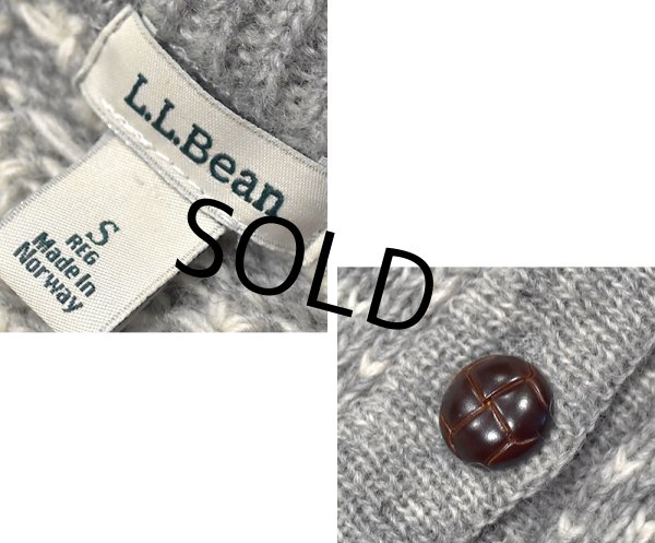 画像2: ノルウェー製【L.L.Bean】【ＬＬビーン】【バーズアイ】【グレー×白】【ウールカーディガン】【レディースＳ】  (2)