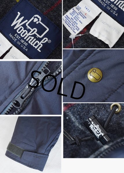 画像2: 80's∼【USA製】【ビンテージ】【ウールリッチ】【Woolrich】【紺xブランケット裏地】【フード付き】ゴアテックス【マウンテンパーカー】【サイズL】  (2)