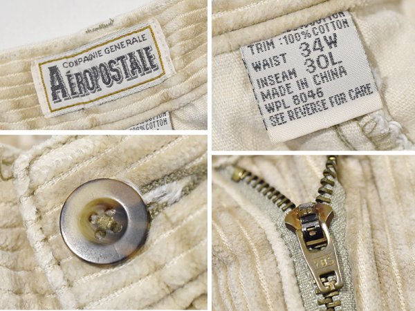 画像2: ビンテージ【AEROPOSTALE】【エアロポステール】【ベージュ】【2タック】【コーデュロイパンツ】【34×30】  (2)