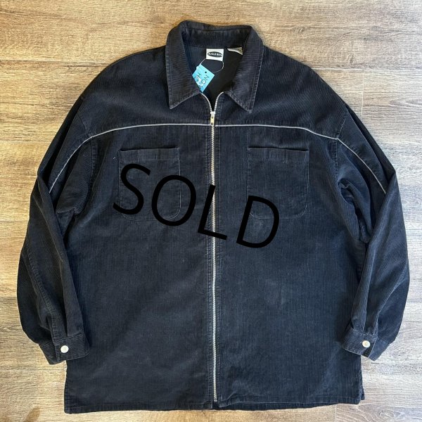 画像1: 【ビンテージ】【BUGLE BOY】ビューグル ボーイ【黒ｘグレーライン】【フルジップ】【コーデュロイジャケット】【サイズＸＬ】  (1)