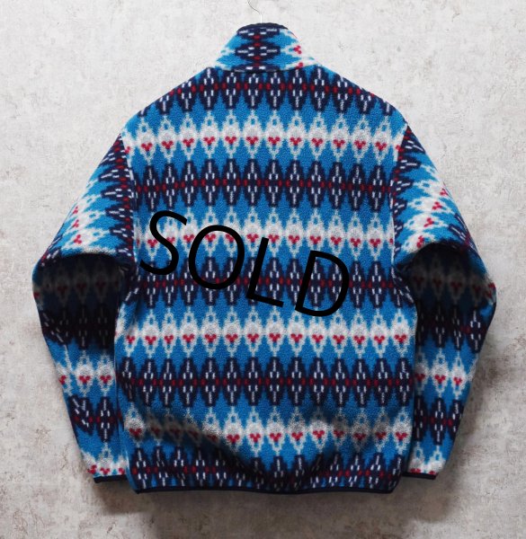 画像3: 【パタゴニア】patagonia【青×紺×白×赤】【ノルディック風】シンチラフリース【柄スナップT】【サイズS】  (3)