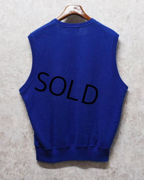 画像3: ビンテージ【ラルフローレン】【青】Vネック【コットンニットベスト】胸ロゴ入り【サイズM】  (3)
