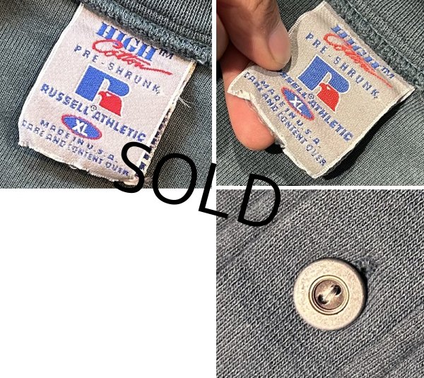 画像2: 90's USA製【ラッセル】【青緑】【ヘンリーネック】【スウェット】【サイズXL】  (2)