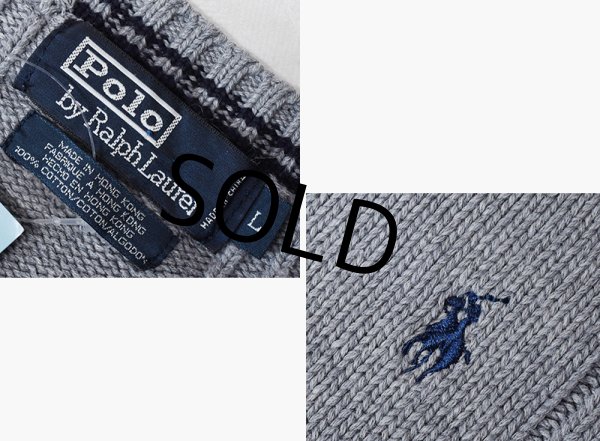 画像2: 【ラルフローレン】POLO RALPH LAUREN【グレー】Vネック【コットンセーター】【サイズL】  (2)