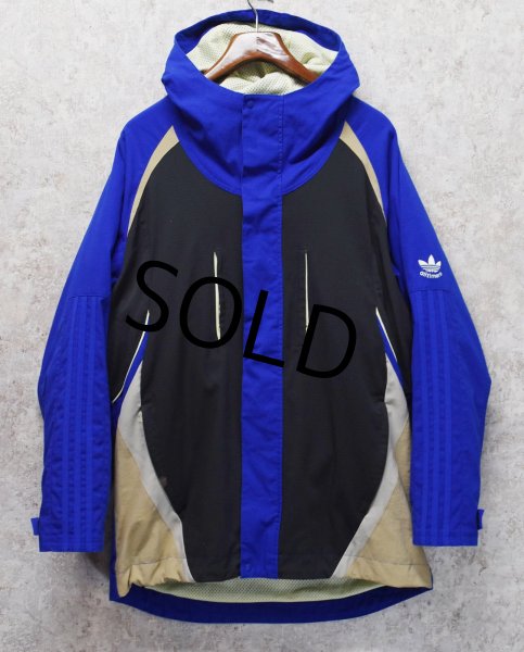 画像1: 【ビンテージ】【アディダス】adidas【青×黒ｘベージュ】フルジップアップパーカー【サイズＬ】  (1)