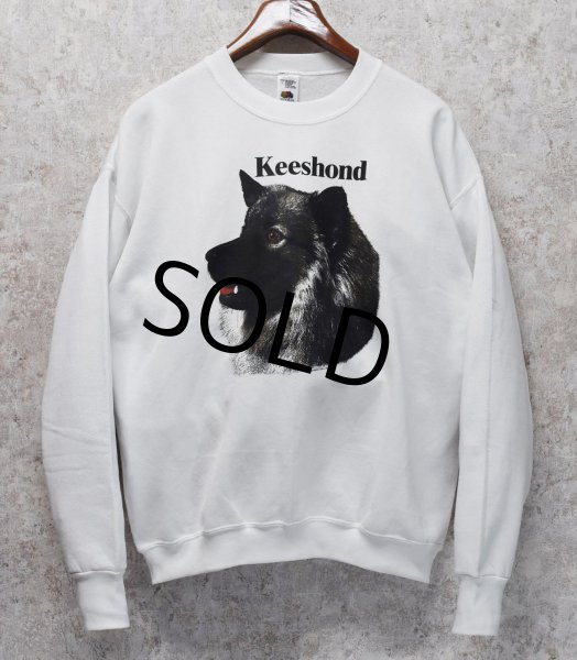 画像1: ほぼ未使用!! 90's~【ビンテージ】【フルーツオブザルーム】【Keeshond】 キースホンド犬【白】【スウェット】【サイズL】  (1)